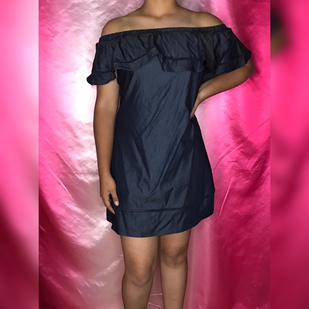 Denim off the shoulder dress